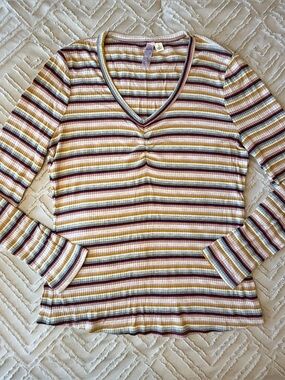 Alya Muted Ribbed Striped Long Sleeve | S